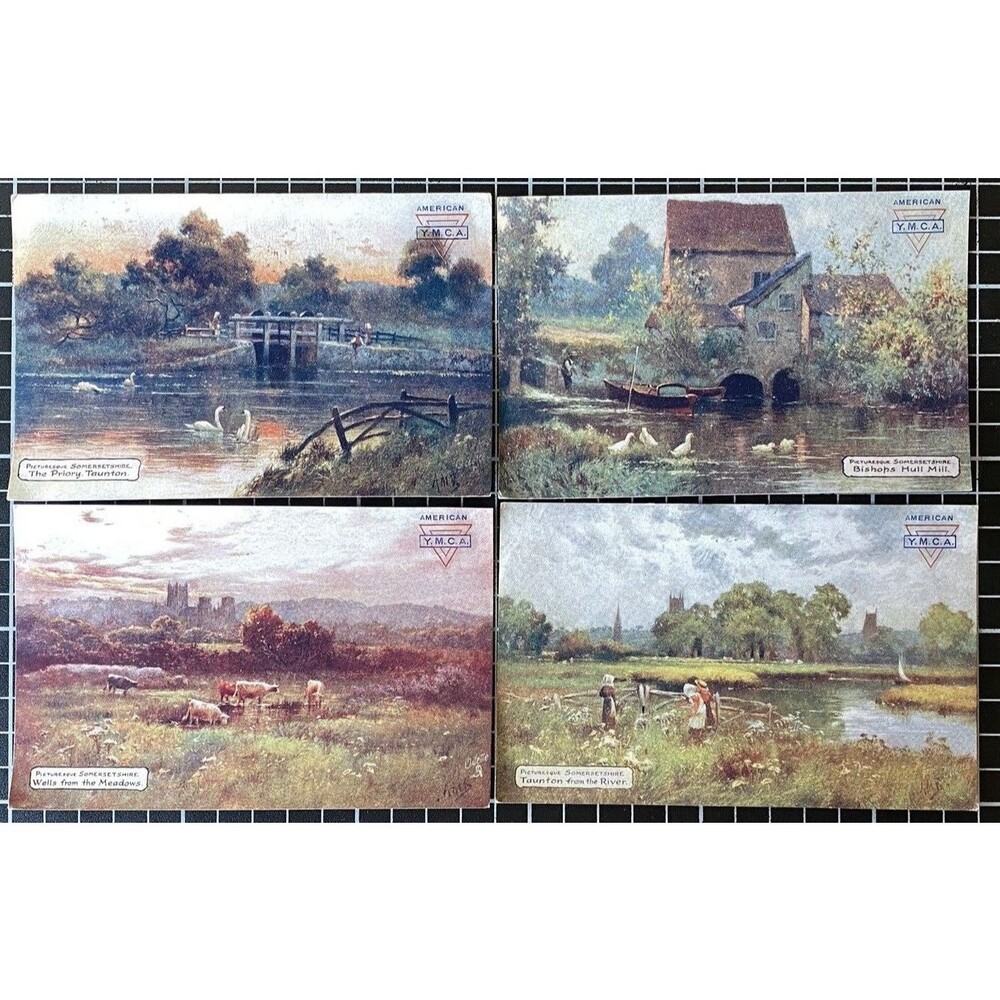 Tuck Oilette Rural Life Farm Scene Somerset American YMCA 1910 Postcard Lot of 4